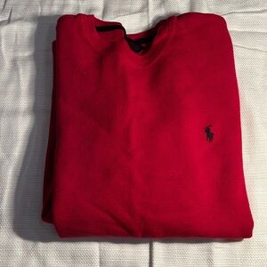 2/$30 Polo Ralph Lauren Red crew Neck Thermal Waffle Weave Pullover Sz Medium